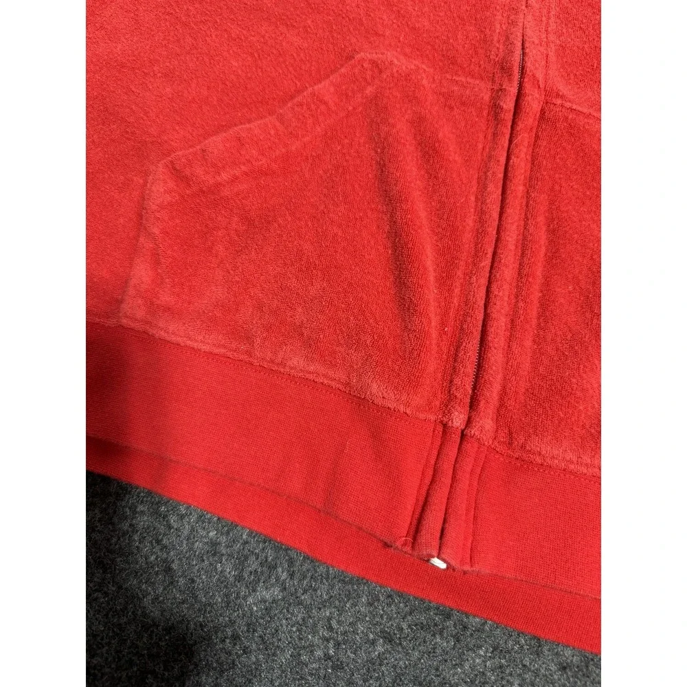 Nike XL‎ Red Velour Terry Cloth Full Zip Hoodie Sweatshirt Kids Size 18-20 Y2K
